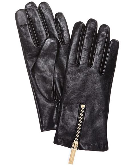 medium women's michael kors leather glove zipper black|Michael Kors Zipper Leather Gloves .